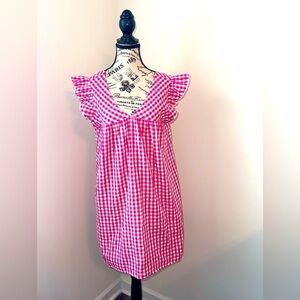 SHEIN Women's Pink and White Gingham Boho Mini Dress, Small